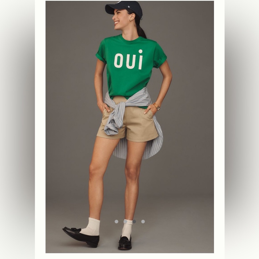 Clare V Oui Green Graphic Tee NWT